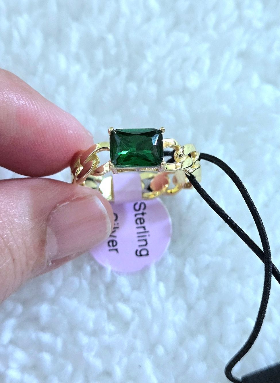 ✨️HP✨️ Rachel Zoe Gold💛 Chain⛓️ Link Ring💍 With Green Gemstone - NWT - Picture 4 of 16